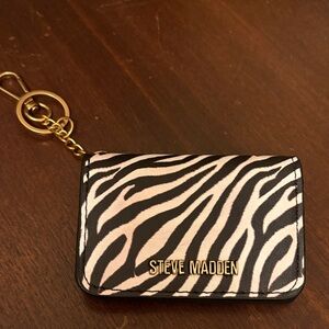 Steve Madden Black and White Zebra Keychain Wallet